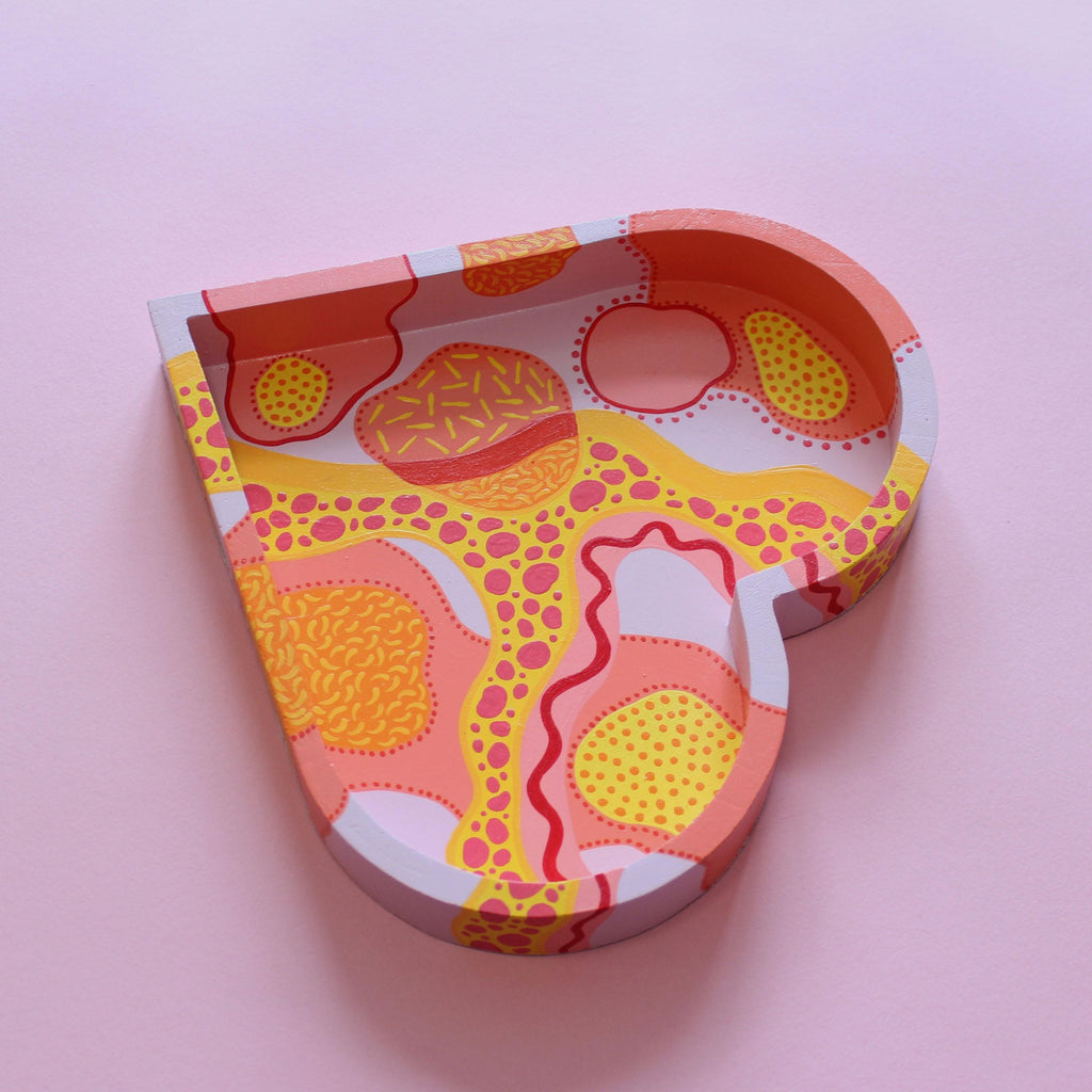 Bright Abstract Hand Painted Wooden Tray