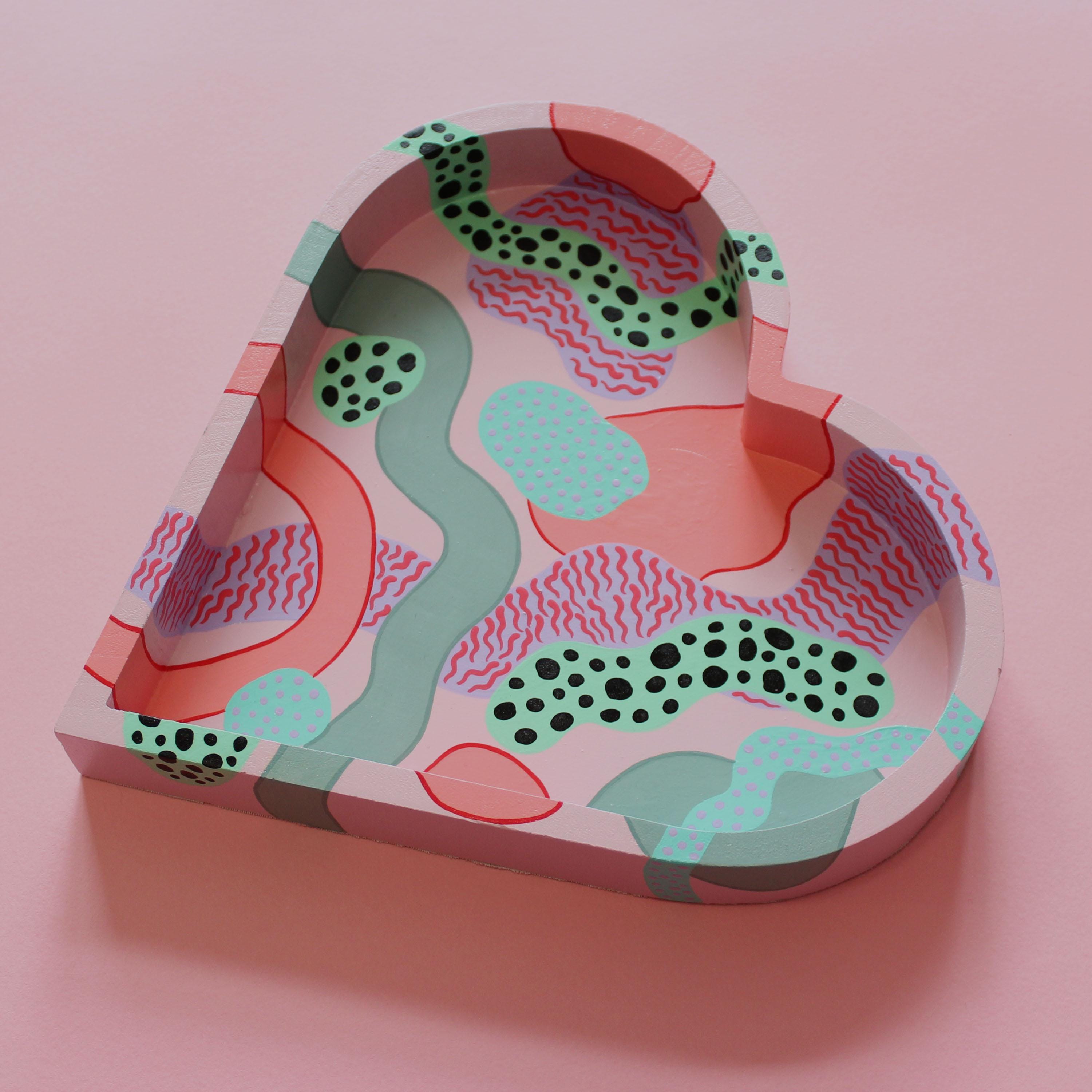 Pastel Abstract Hand Painted Wooden Tray