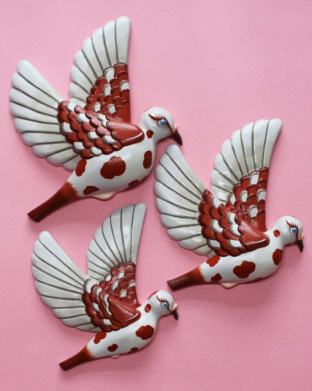 MADE TO ORDER Brown & White Flying Wall Pigeons
