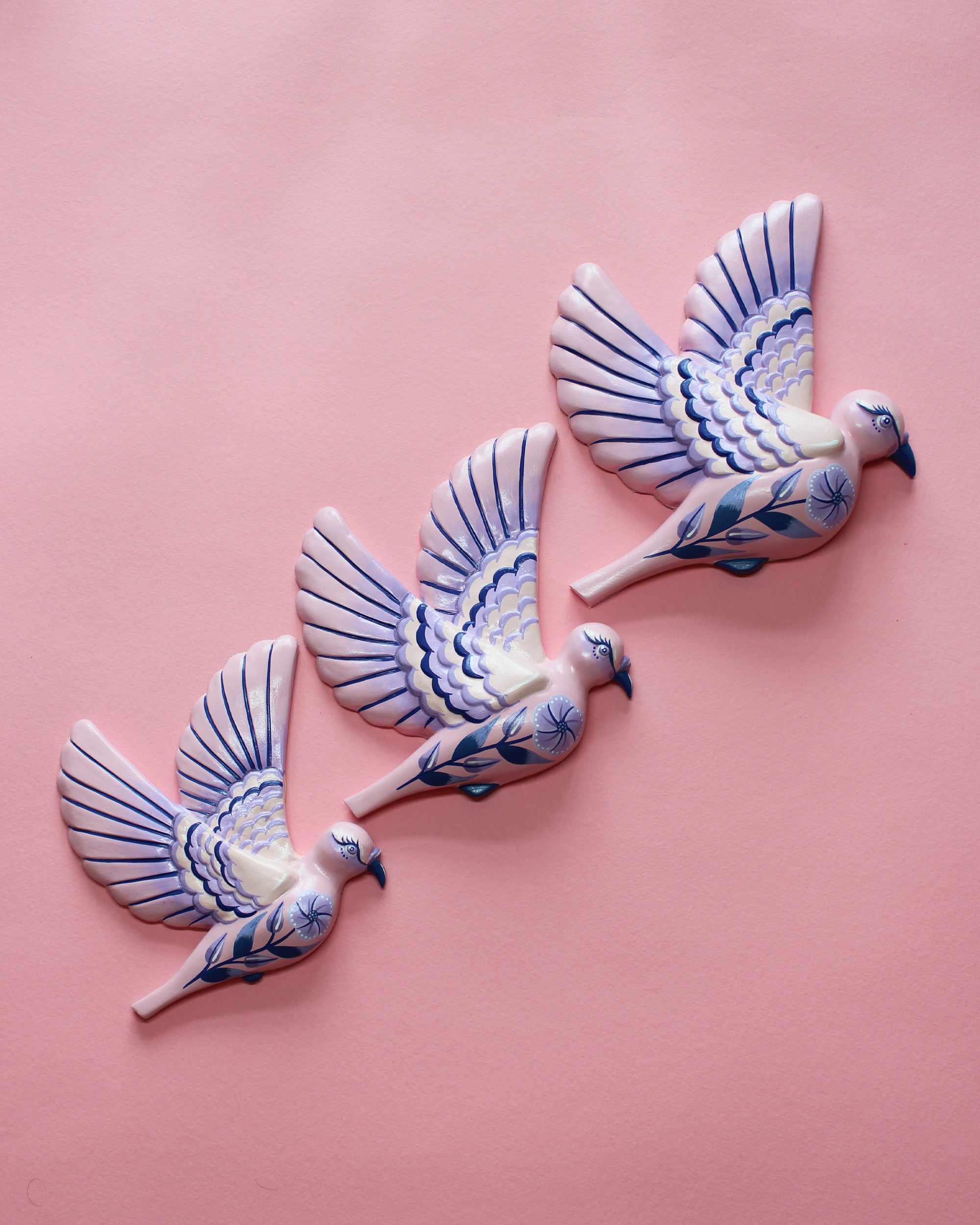 MADE TO ORDER Pink & Purple Flying Wall Pigeons