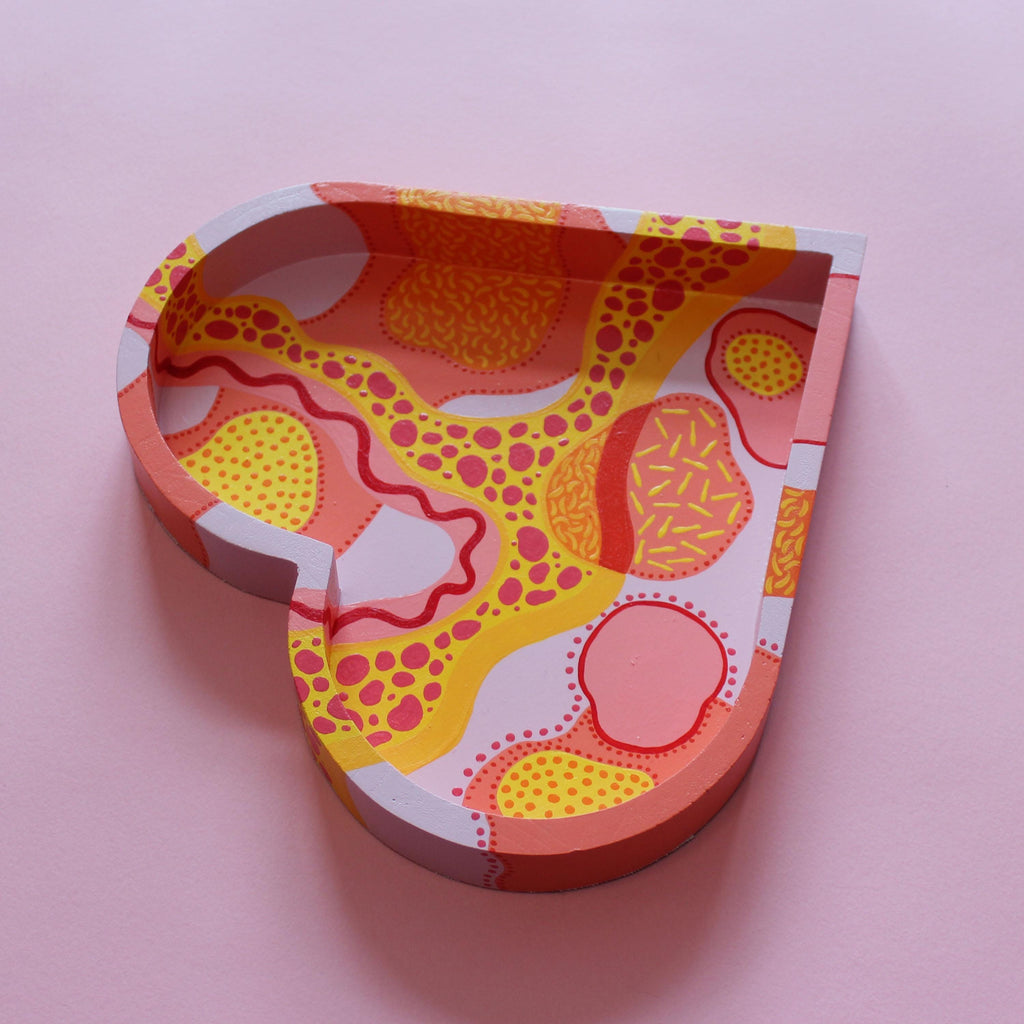 Bright Abstract Hand Painted Wooden Tray