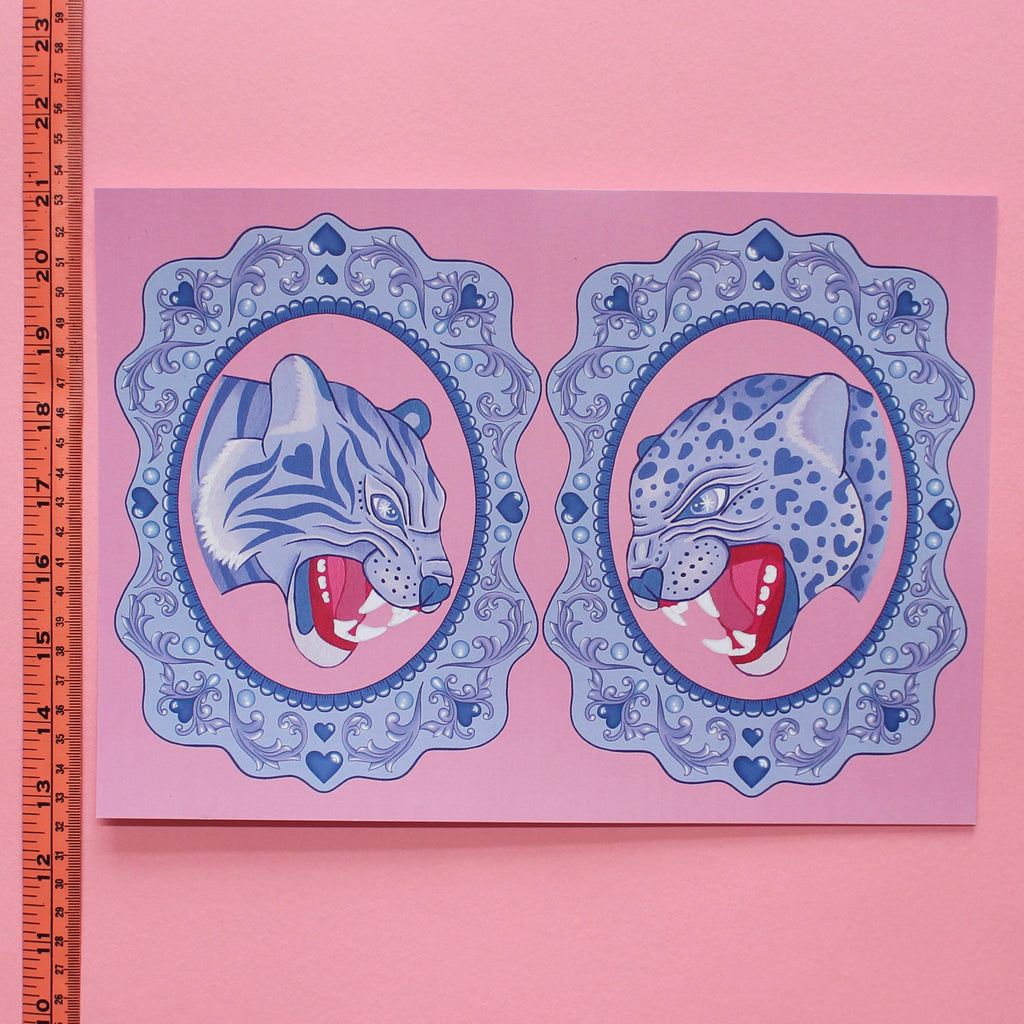 A4 Cat Fight Art Print