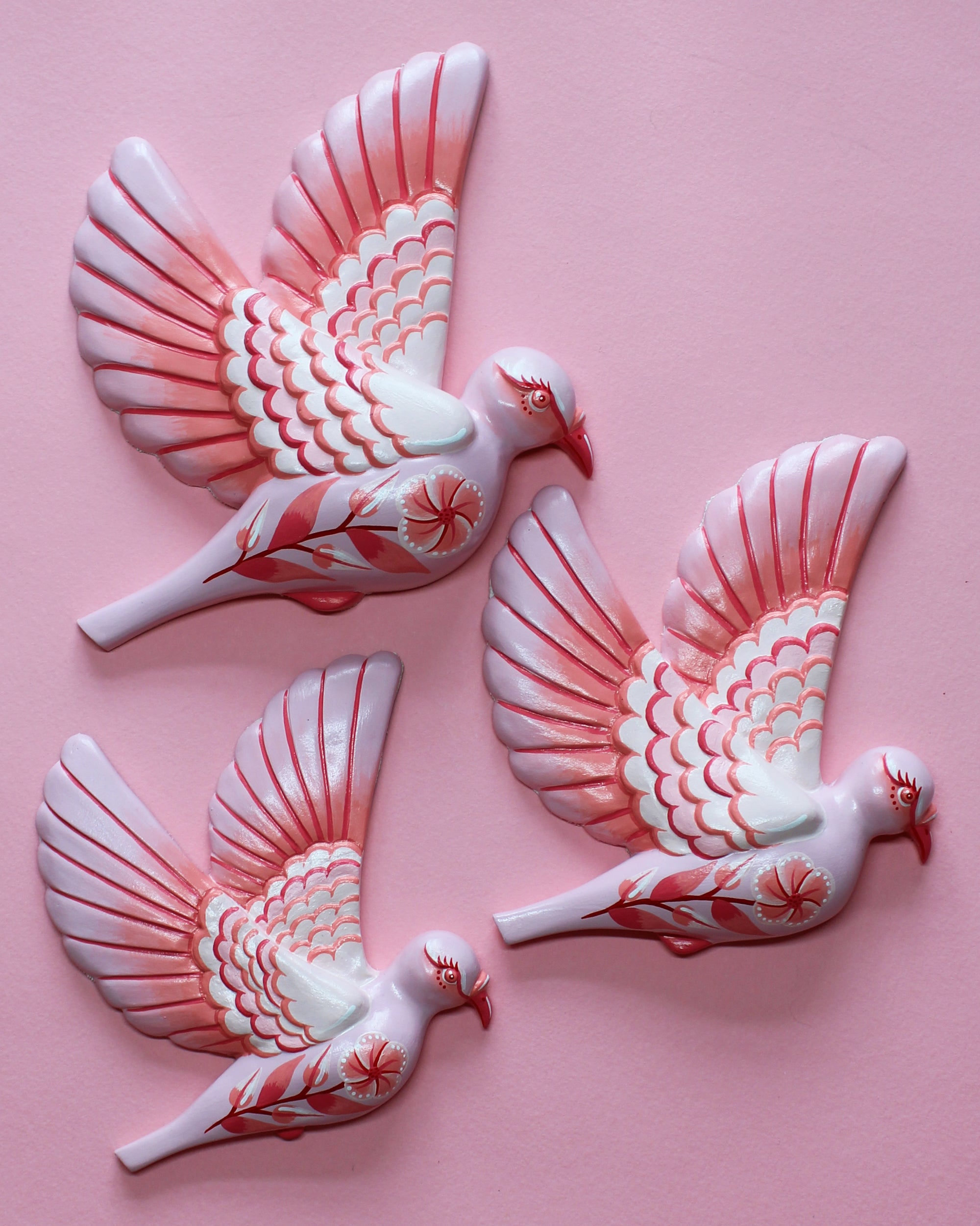 MADE TO ORDER Pink Flying Wall Pigeons