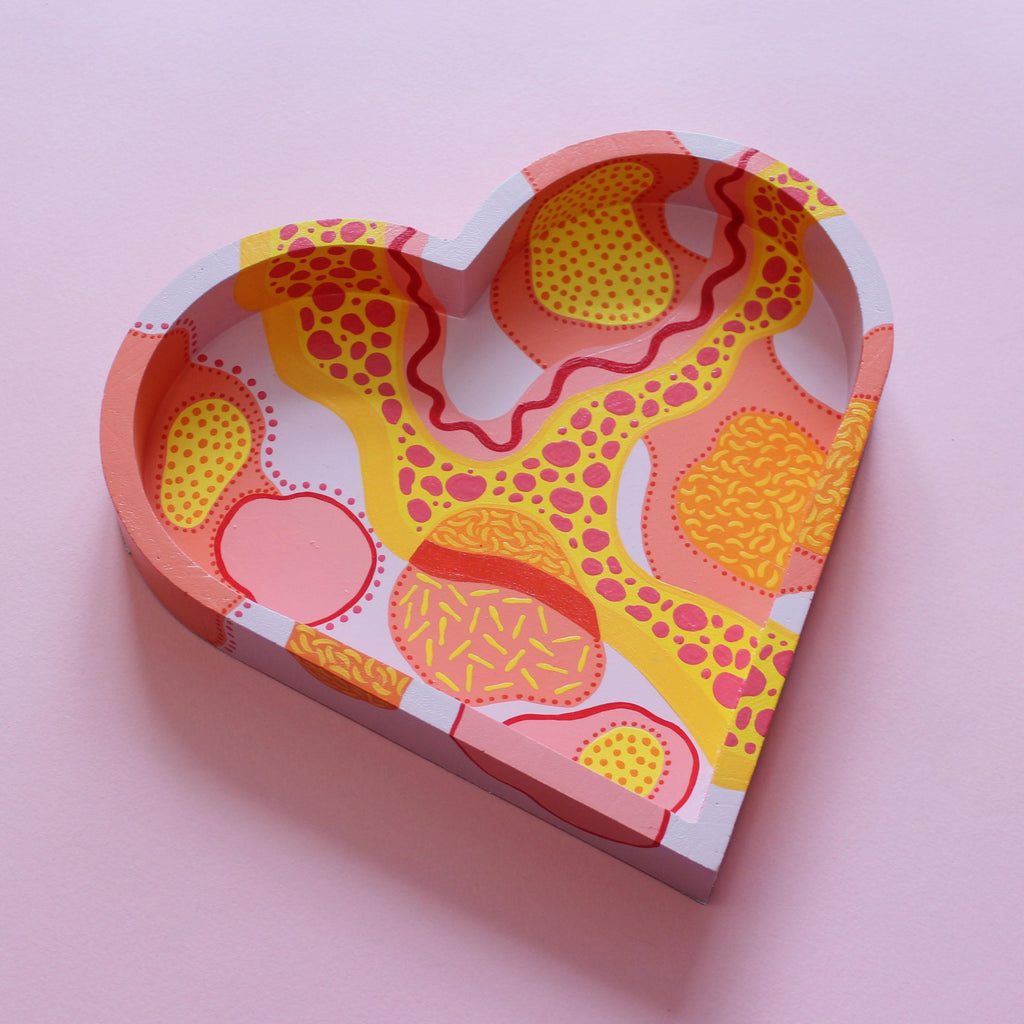 Bright Abstract Hand Painted Wooden Tray