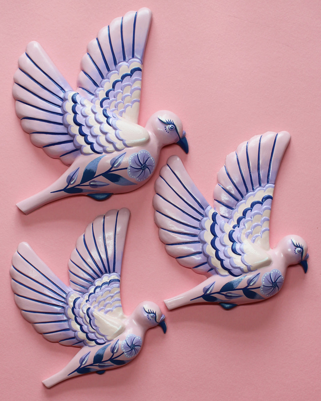 MADE TO ORDER Pink & Purple Flying Wall Pigeons