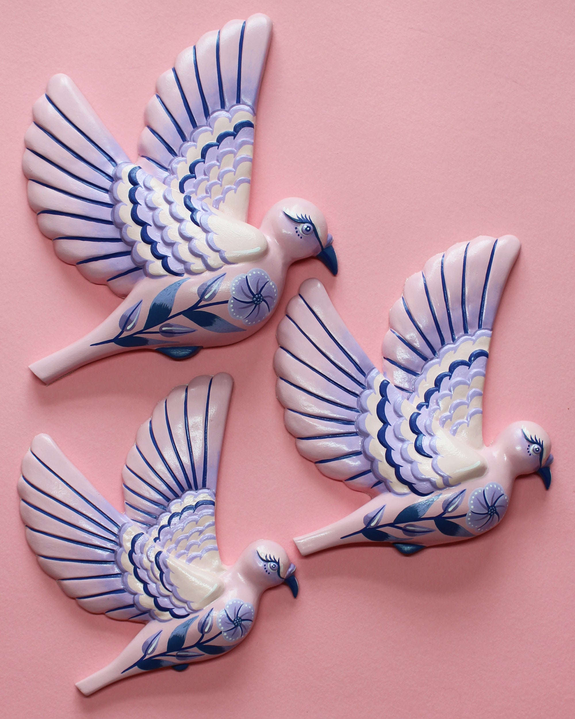 MADE TO ORDER Pink & Purple Flying Wall Pigeons