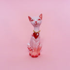 Valentines Kitschy Kitten Wall Hanging, Pink With Pink Clouds