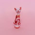 Valentines Kitschy Kitten Wall Hanging, Pink With Pink and Red Florals