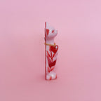 Valentines Kitschy Kitten Wall Hanging, Pink With Pink and Red Florals