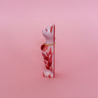 Valentines Kitschy Kitten Wall Hanging, Pink With Pink and Red Florals