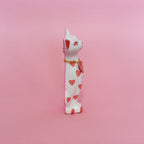 Valentines Kitschy Kitten Wall Hanging, White With Pink Hearts