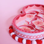 Large Valentines Hand Painted Wooden Pom Pom Tray