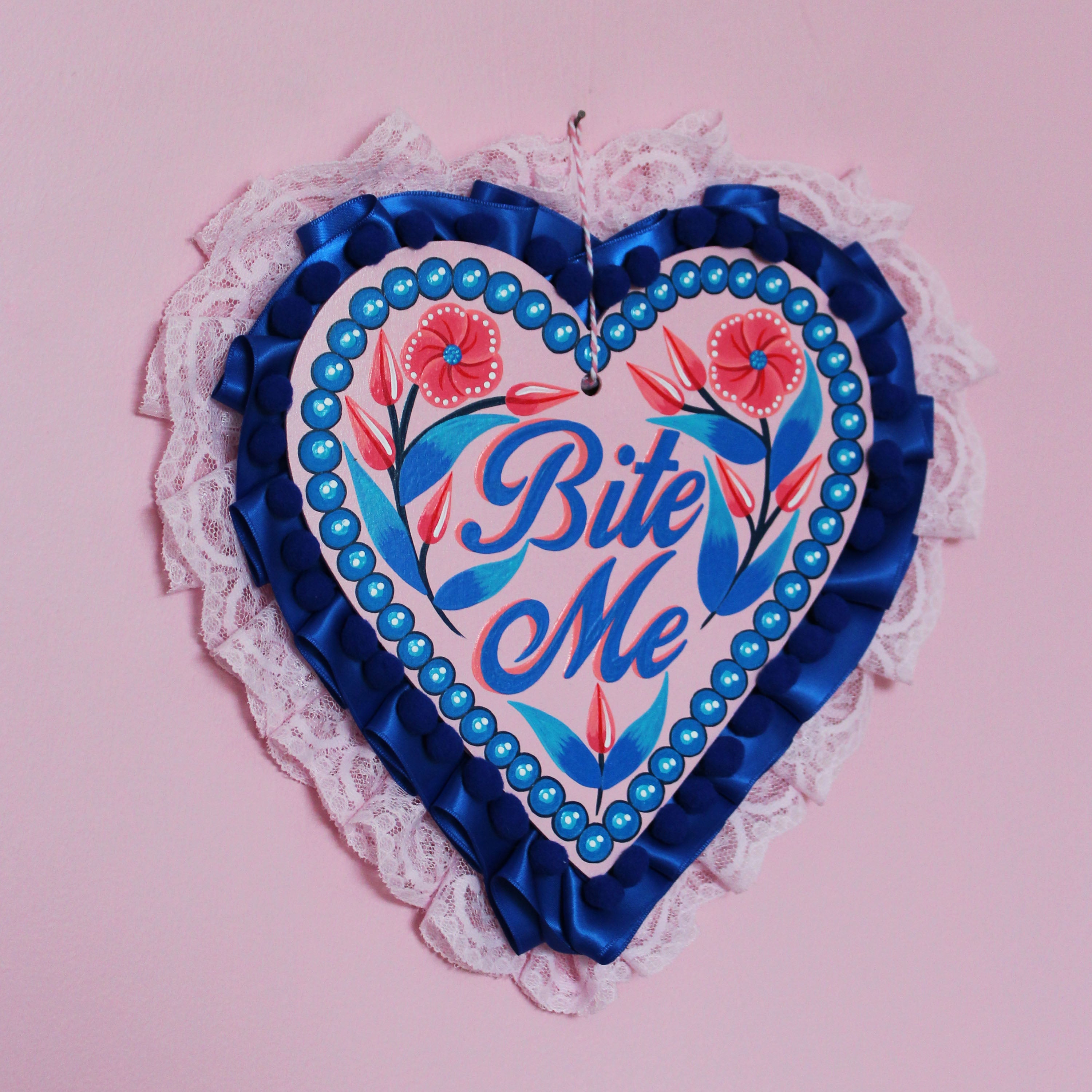 "Bite Me" Hand Painted Wall Hanging