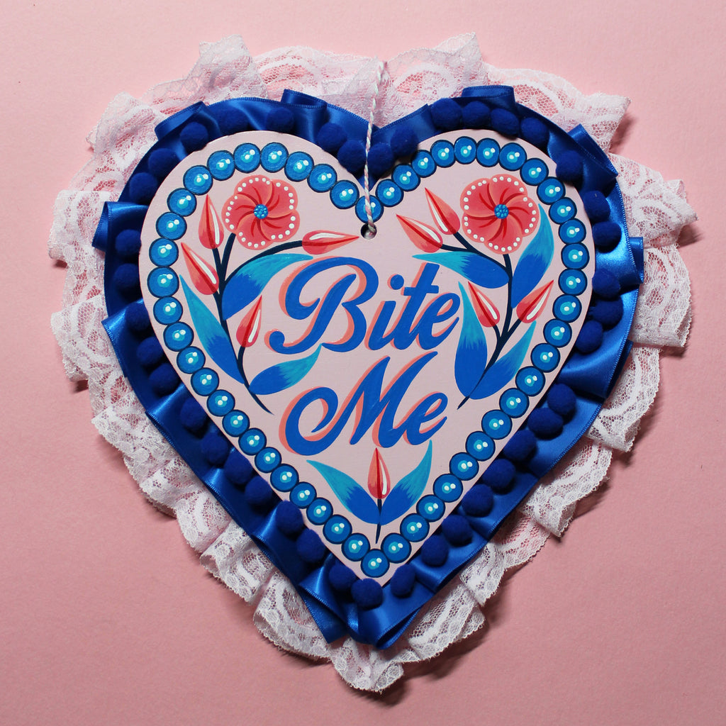 "Bite Me" Hand Painted Wall Hanging