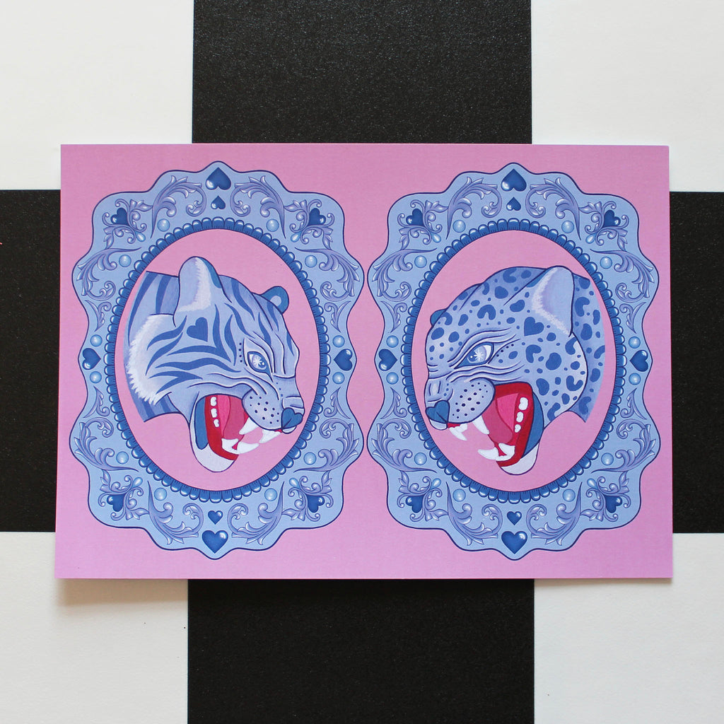 A4 Cat Fight Art Print