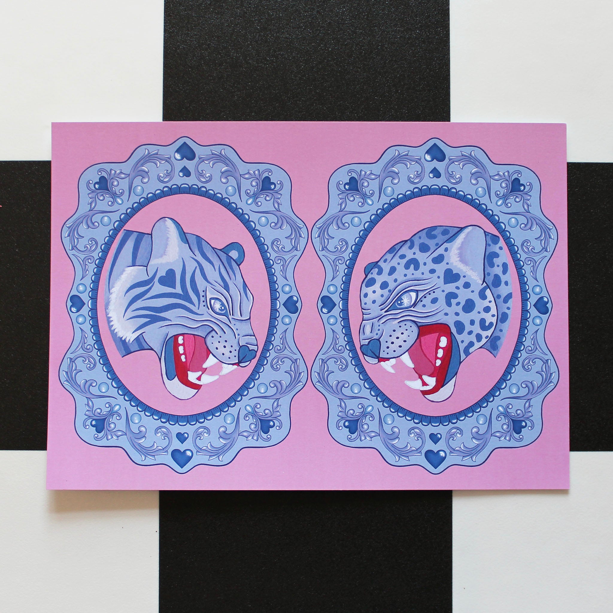 A4 Cat Fight Art Print