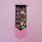 MADE TO ORDER 'Don't Let The *** Out' Black Vegan Leather Pennant