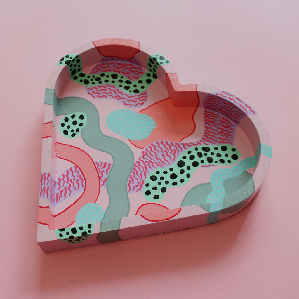 Pastel Abstract Hand Painted Wooden Tray