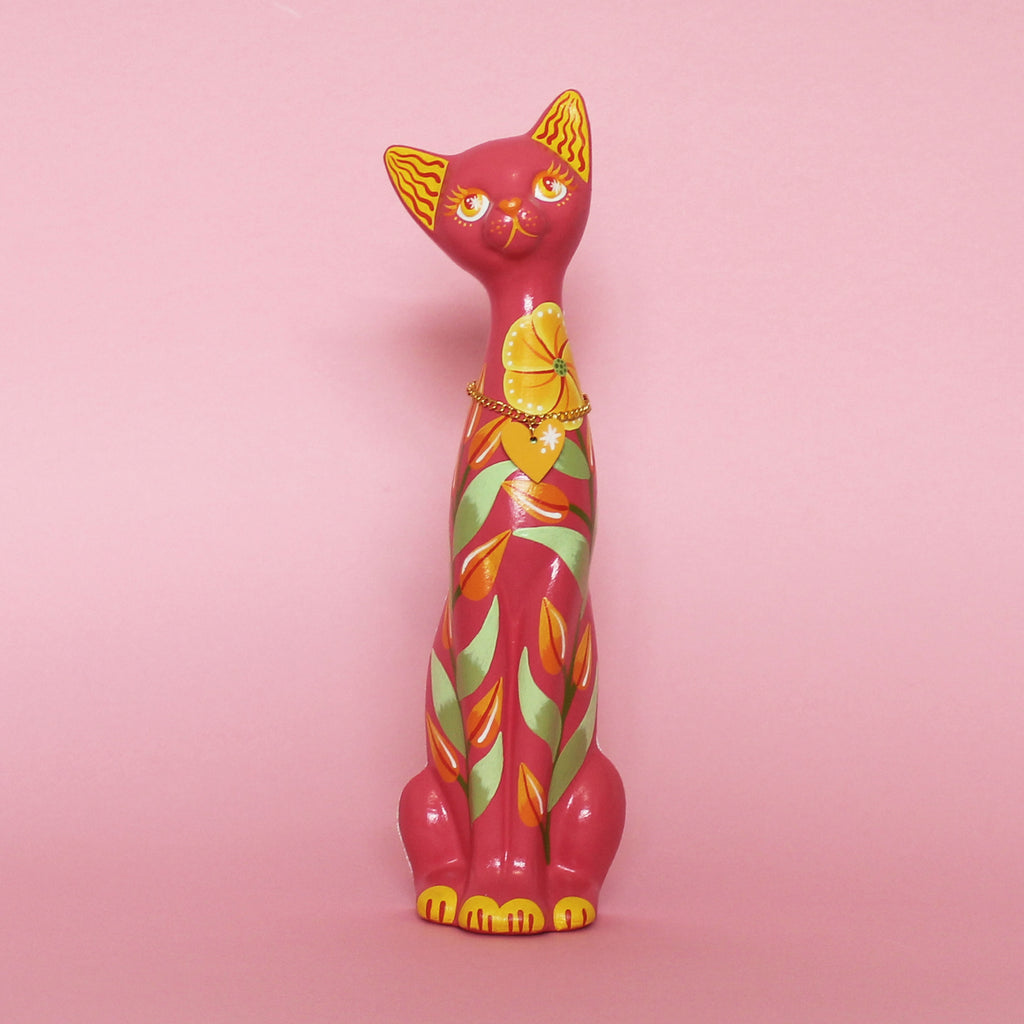 MADE TO ORDER Floral Kitschy Cat Wall Hanging