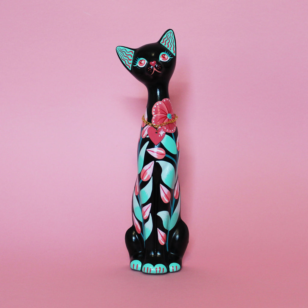 MADE TO ORDER Floral Kitschy Cat Wall Hanging
