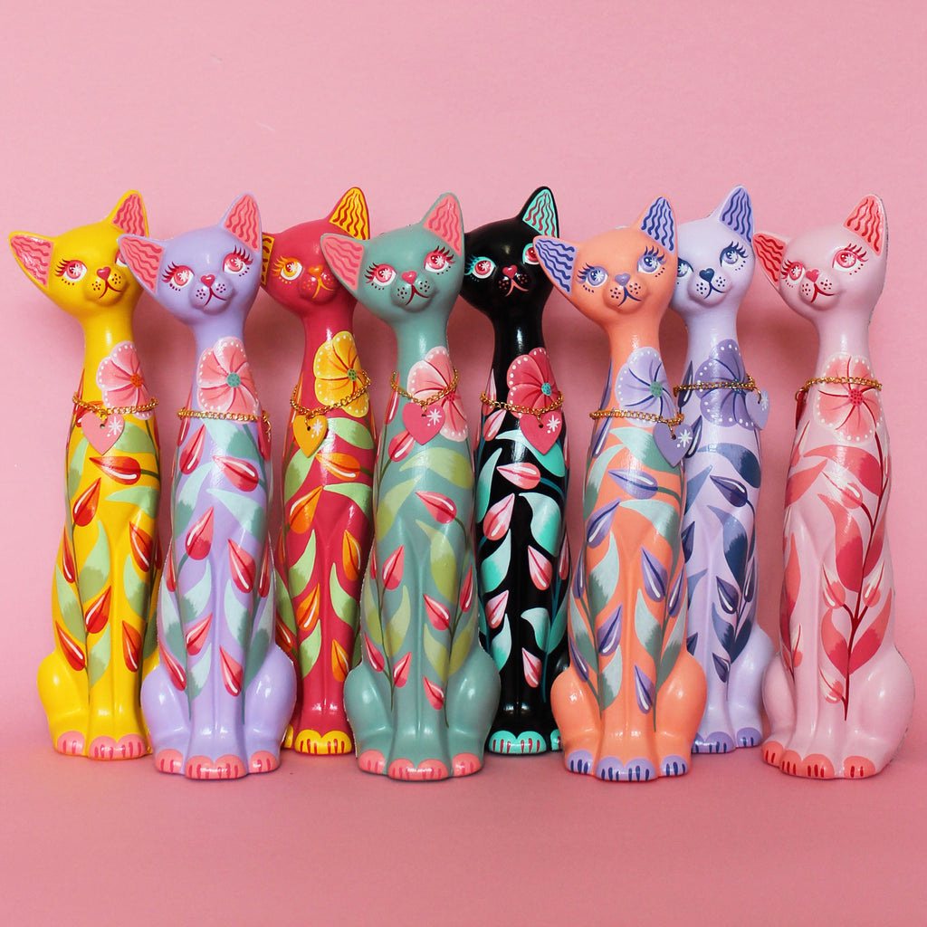 MADE TO ORDER Floral Kitschy Cat Wall Hanging