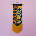 MADE TO ORDER 'Get Out Of My House' Black Vegan Leather Pennant