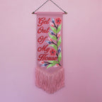 MADE TO ORDER 'Get Out Of My House' Pink Vegan Leather Pennant