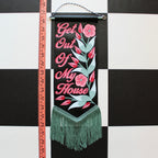 MADE TO ORDER 'Get Out Of My House' Black Vegan Leather Pennant