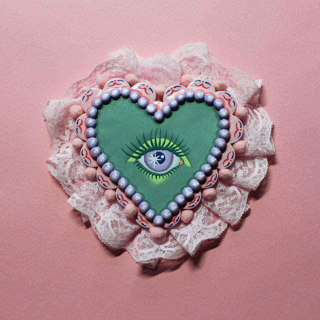Heart Eyes Hand Painted Wall Hanging