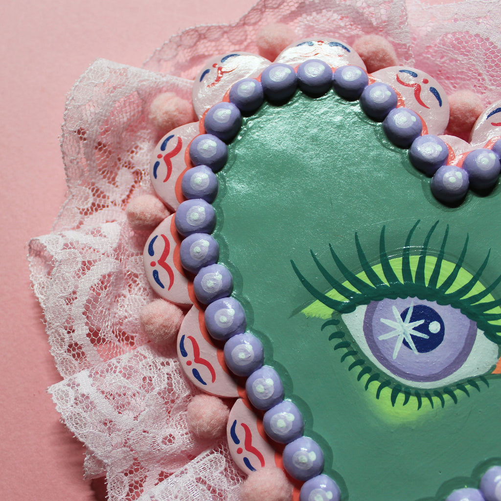 Heart Eyes Hand Painted Wall Hanging