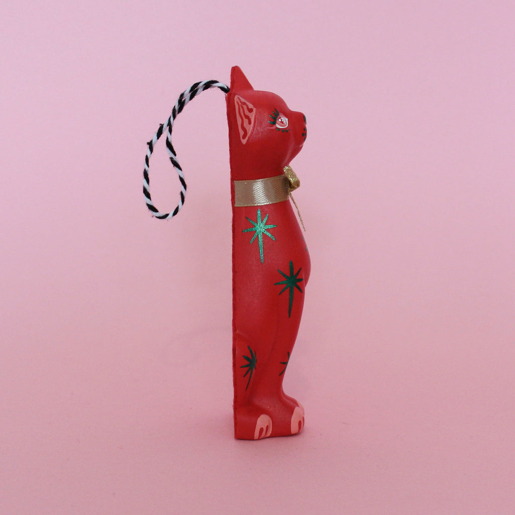 Red Kitschy Kitten Single Bauble