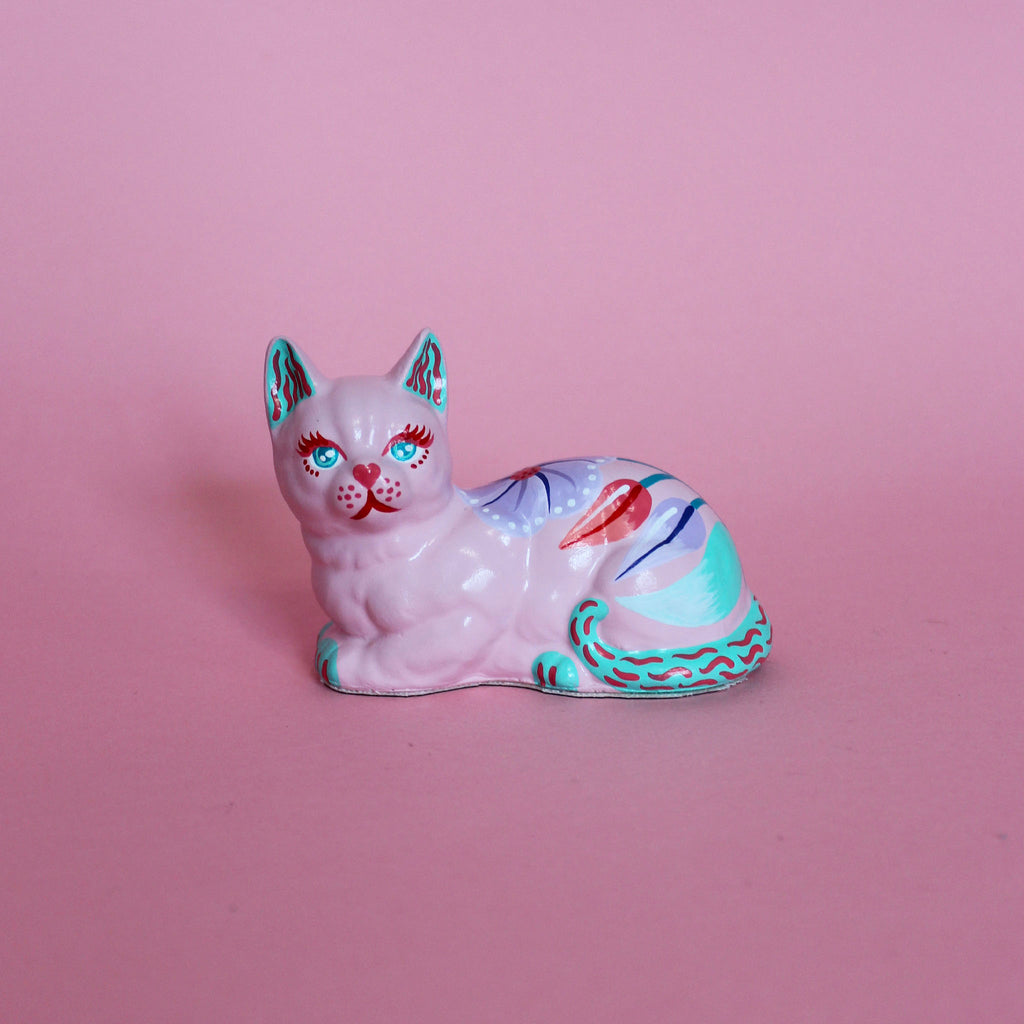 Small Loaf Kitschy Cat in Pink & Turquoise