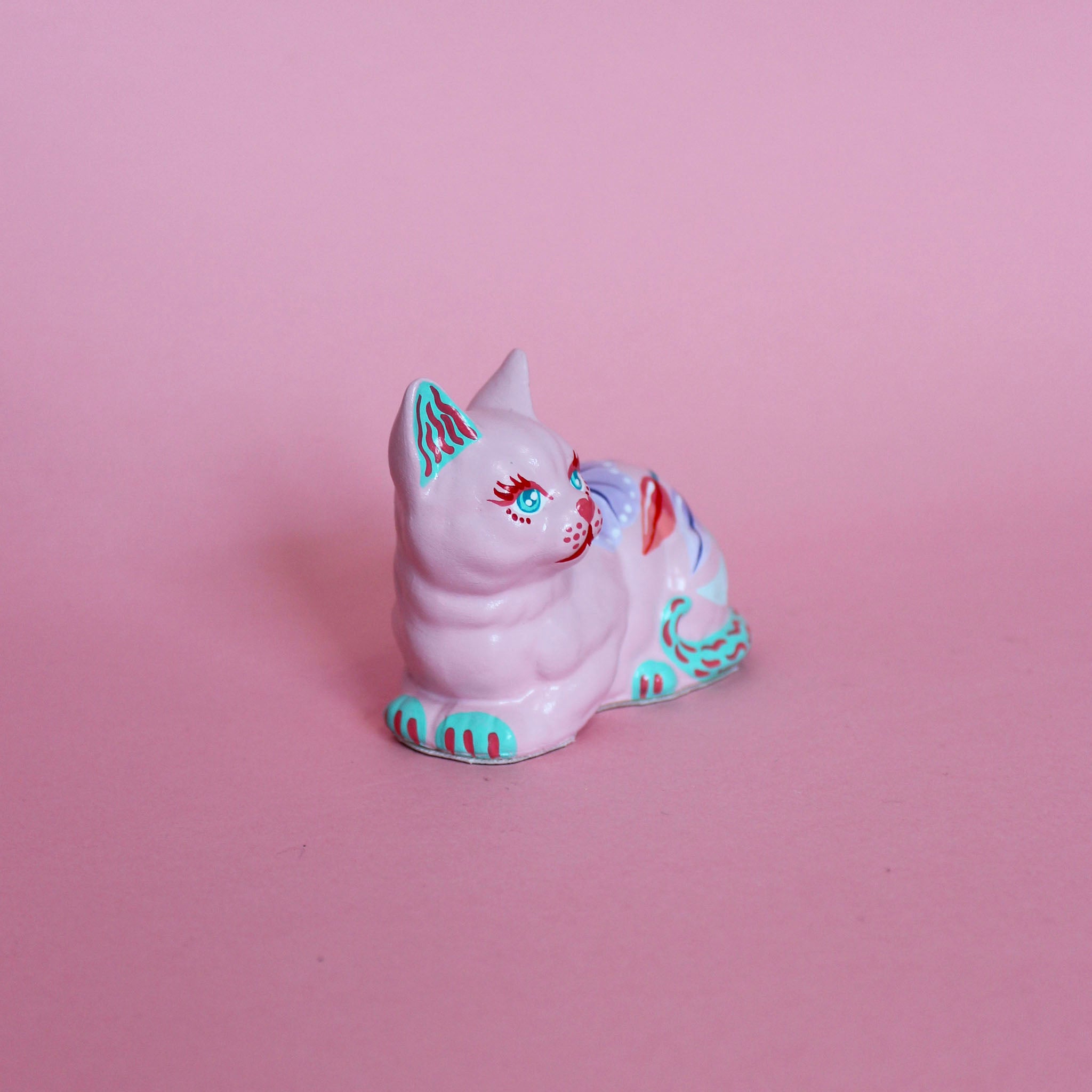 Small Loaf Kitschy Cat in Pink & Turquoise