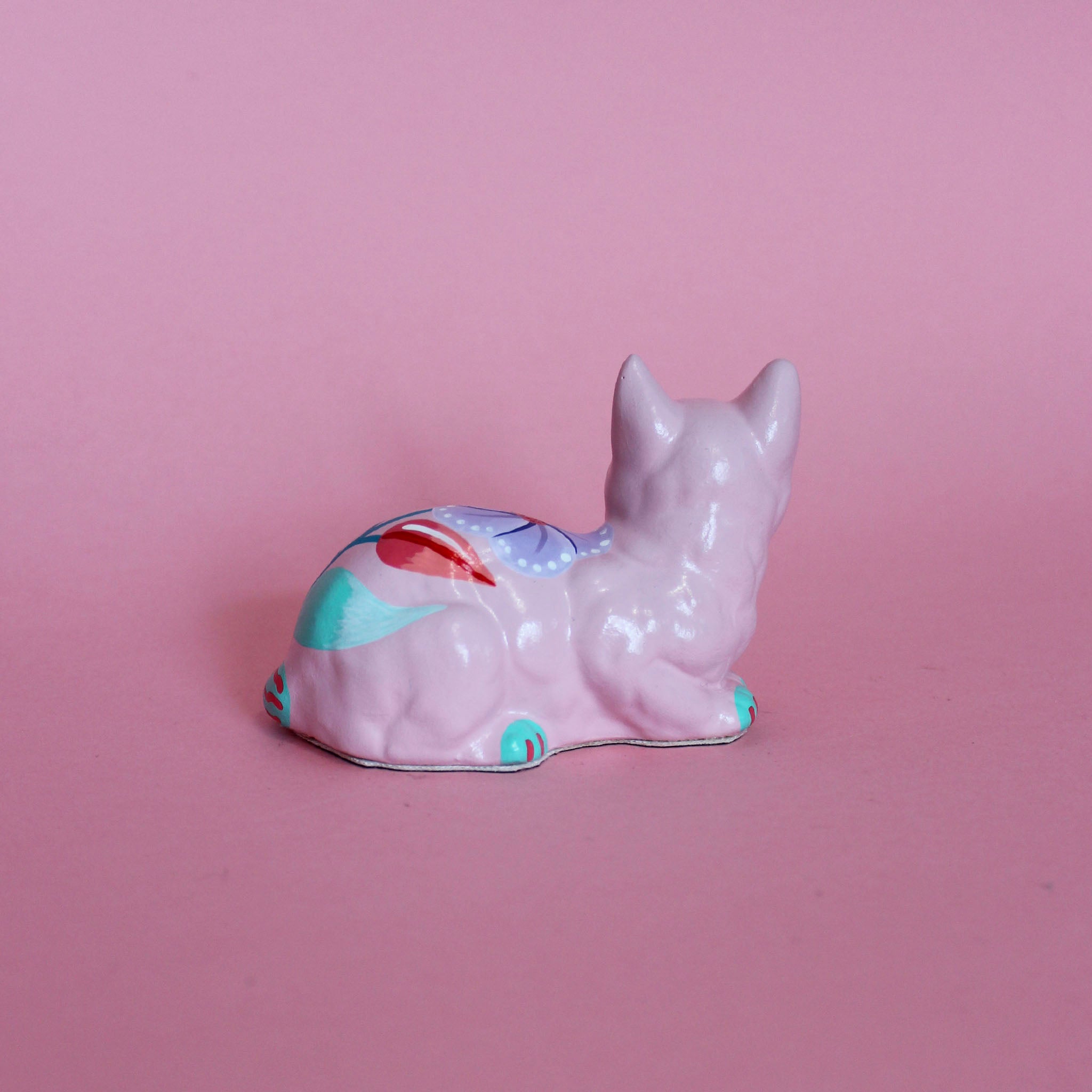 Small Loaf Kitschy Cat in Pink & Turquoise