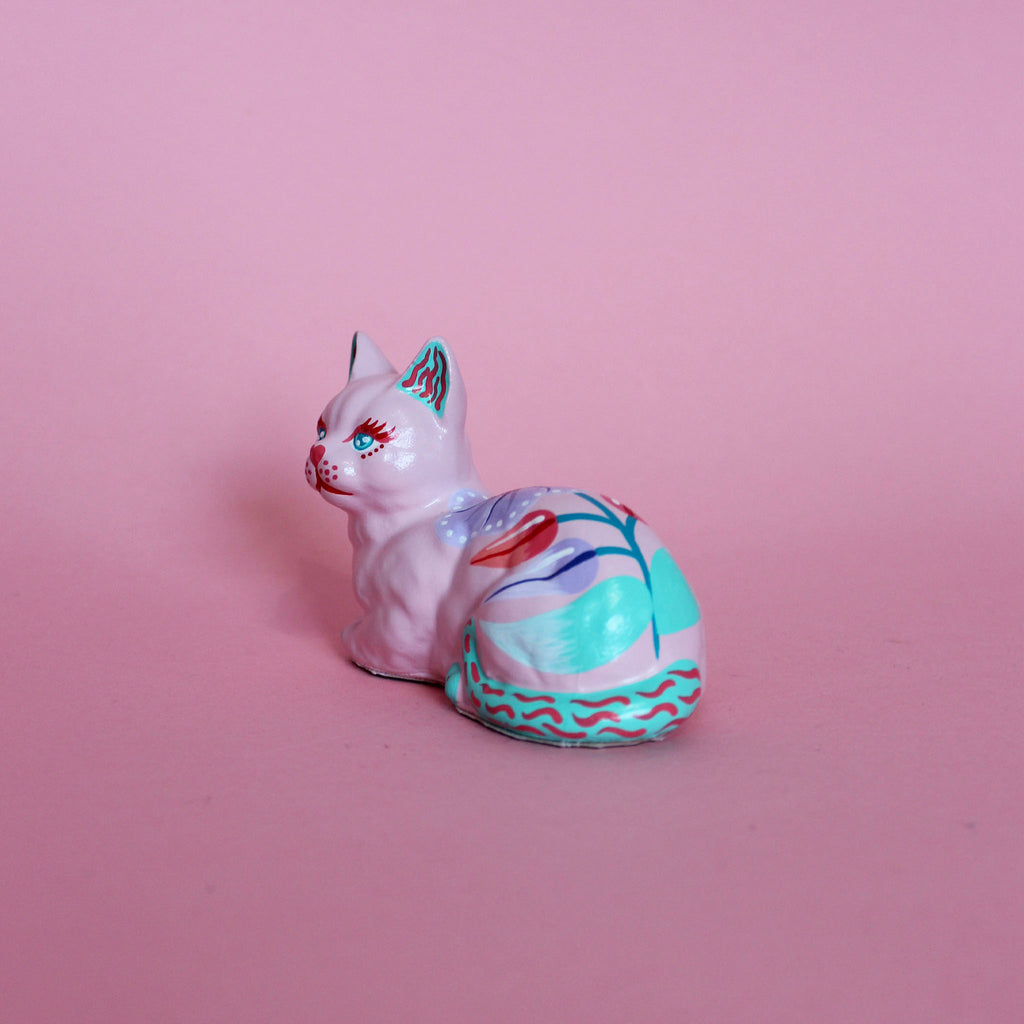 Small Loaf Kitschy Cat in Pink & Turquoise