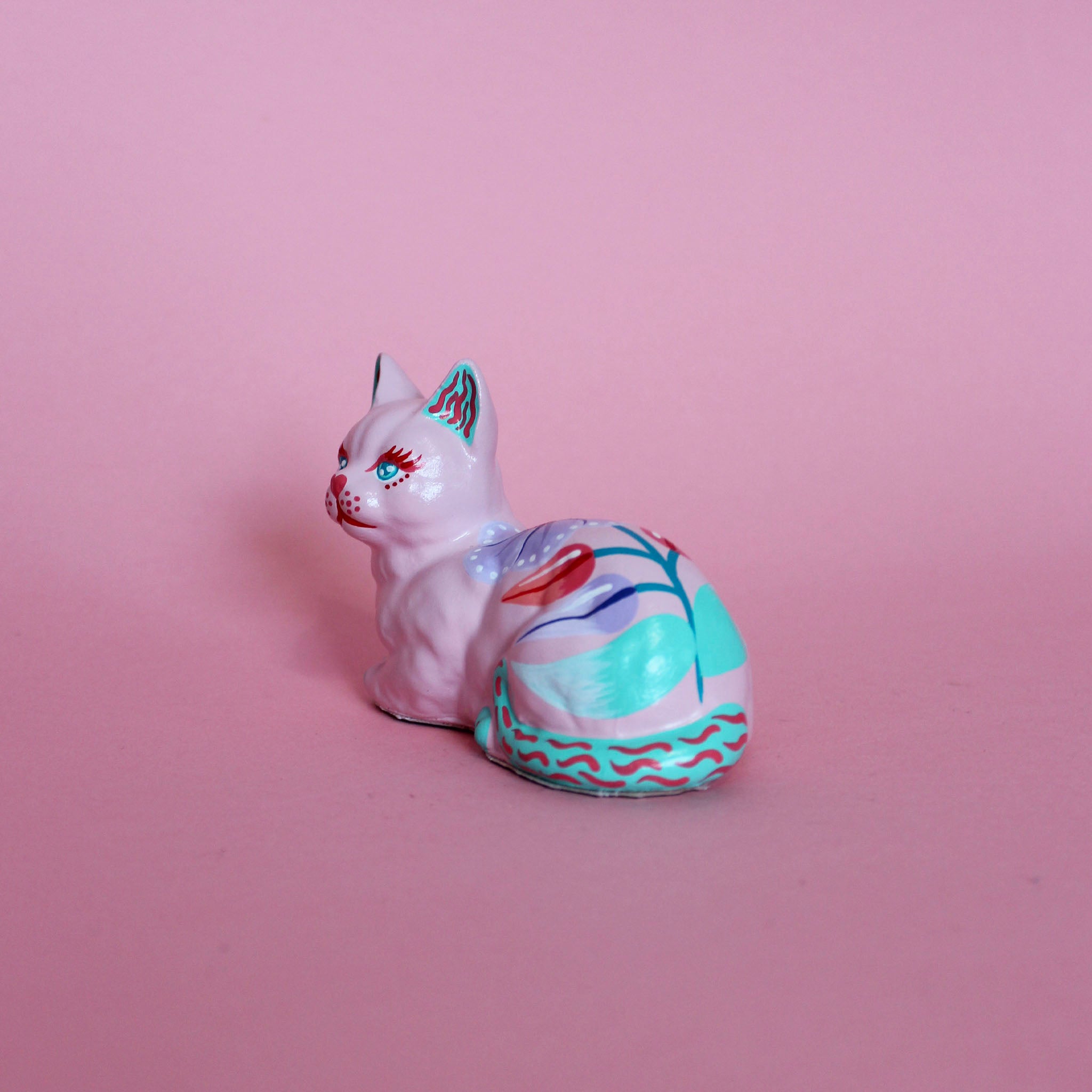 Small Loaf Kitschy Cat in Pink & Turquoise