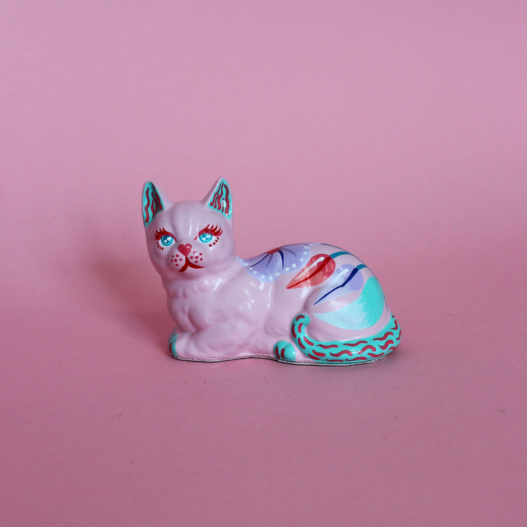 Small Loaf Kitschy Cat in Pink & Turquoise