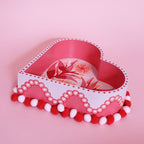 Medium Valentines Hand Painted Wooden Pom Pom Tray