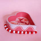 Medium Valentines Hand Painted Wooden Pom Pom Tray