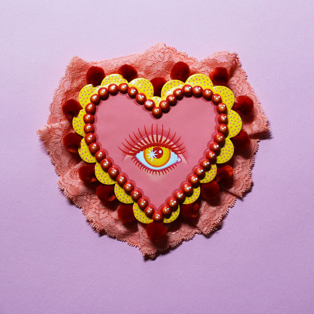 Heart Eyes Hand Painted Wall Hanging