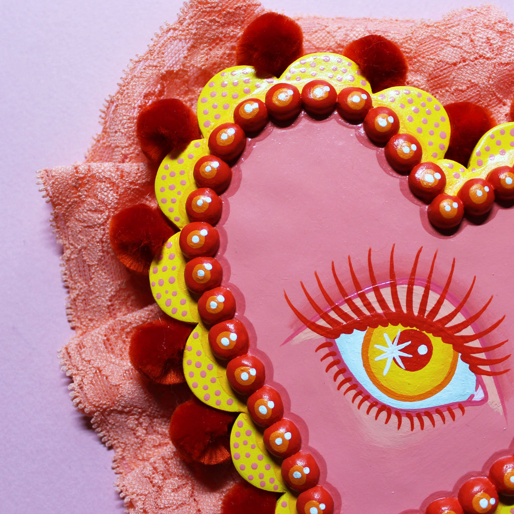 Heart Eyes Hand Painted Wall Hanging