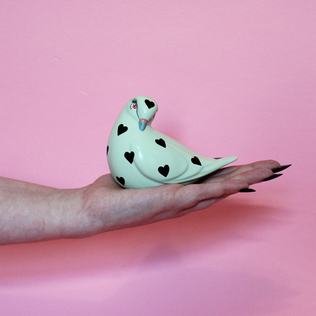 MADE TO ORDER Small Pigeon with Hearts