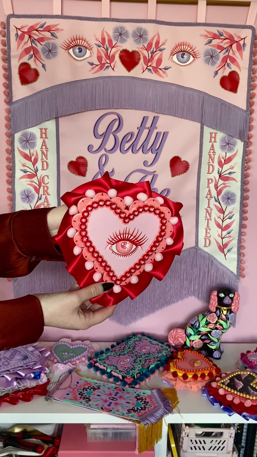 Heart Eyes Hand Painted Wall Hanging