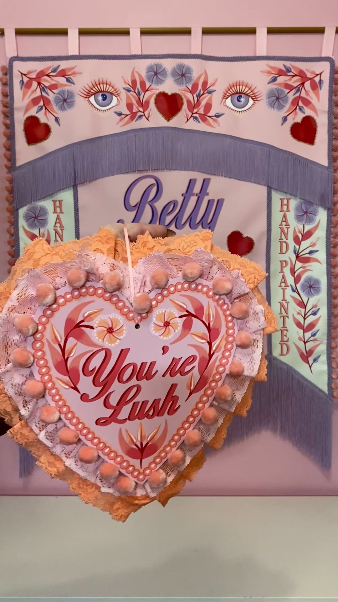 "You're Lush" Hand Painted Valentines Wall Hanging