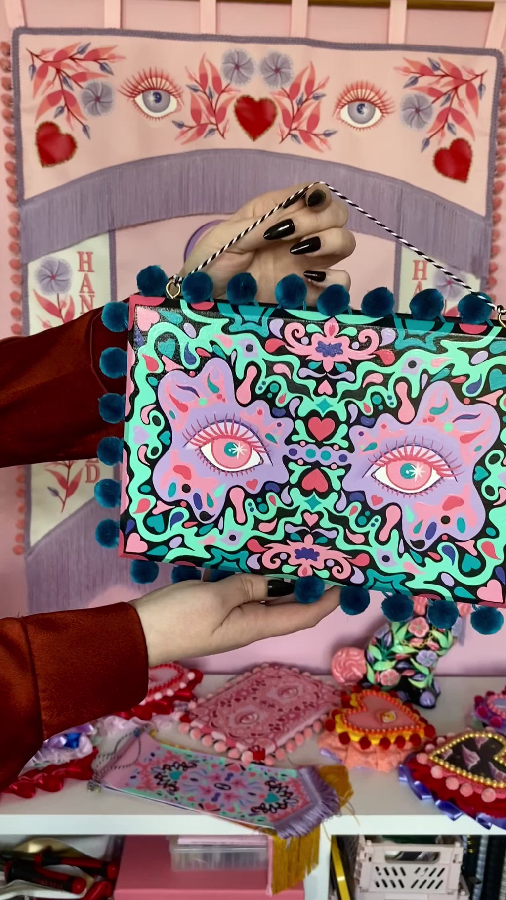 Funky Eyes Hand Painted Wall Hanging