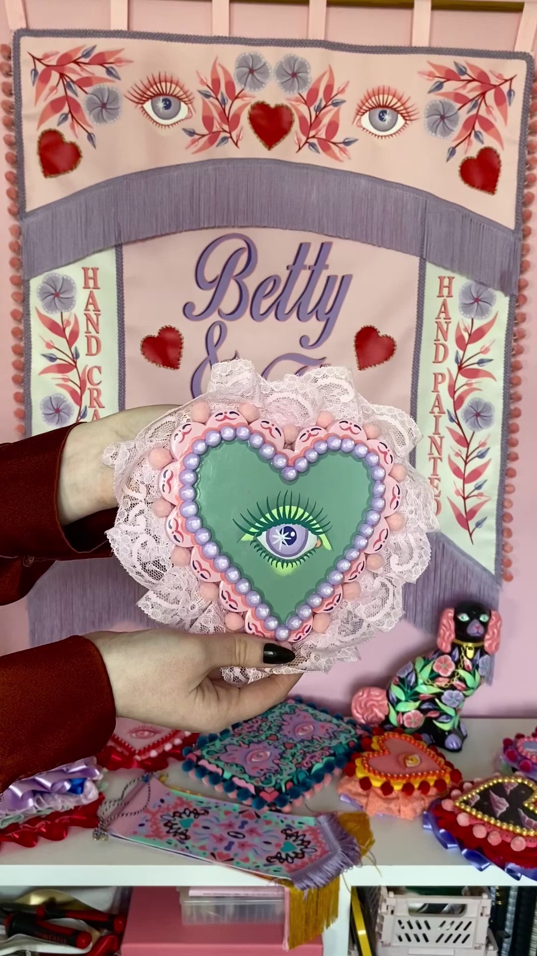 Heart Eyes Hand Painted Wall Hanging