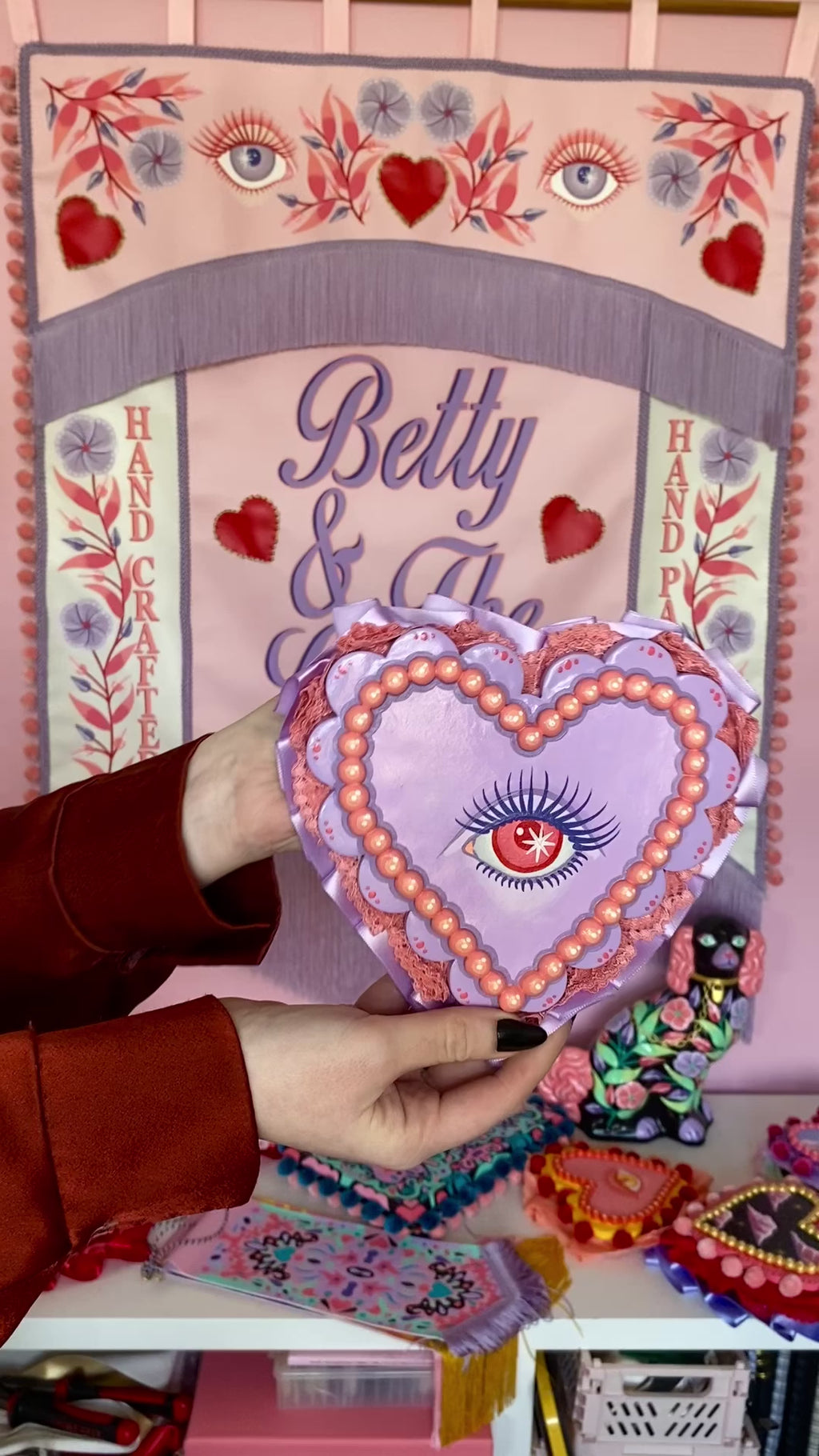 Heart Eyes Hand Painted Wall Hanging