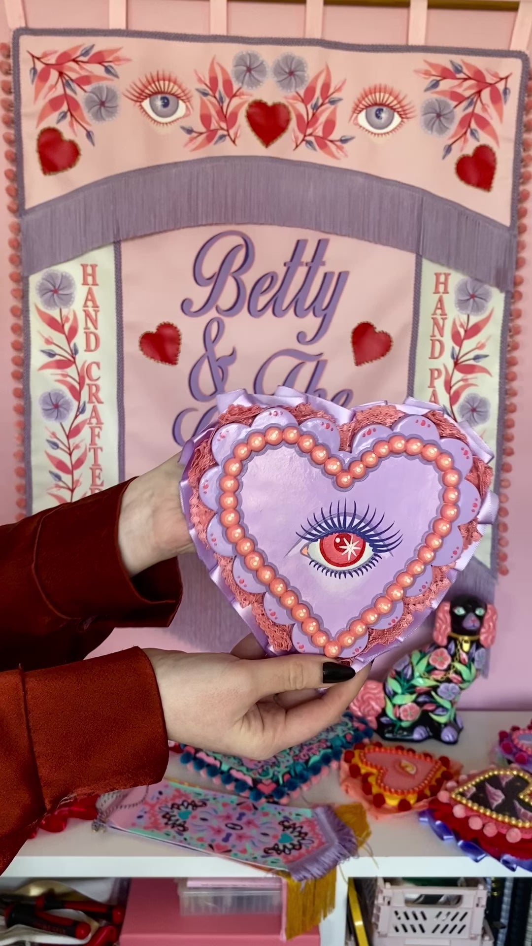 Heart Eyes Hand Painted Wall Hanging