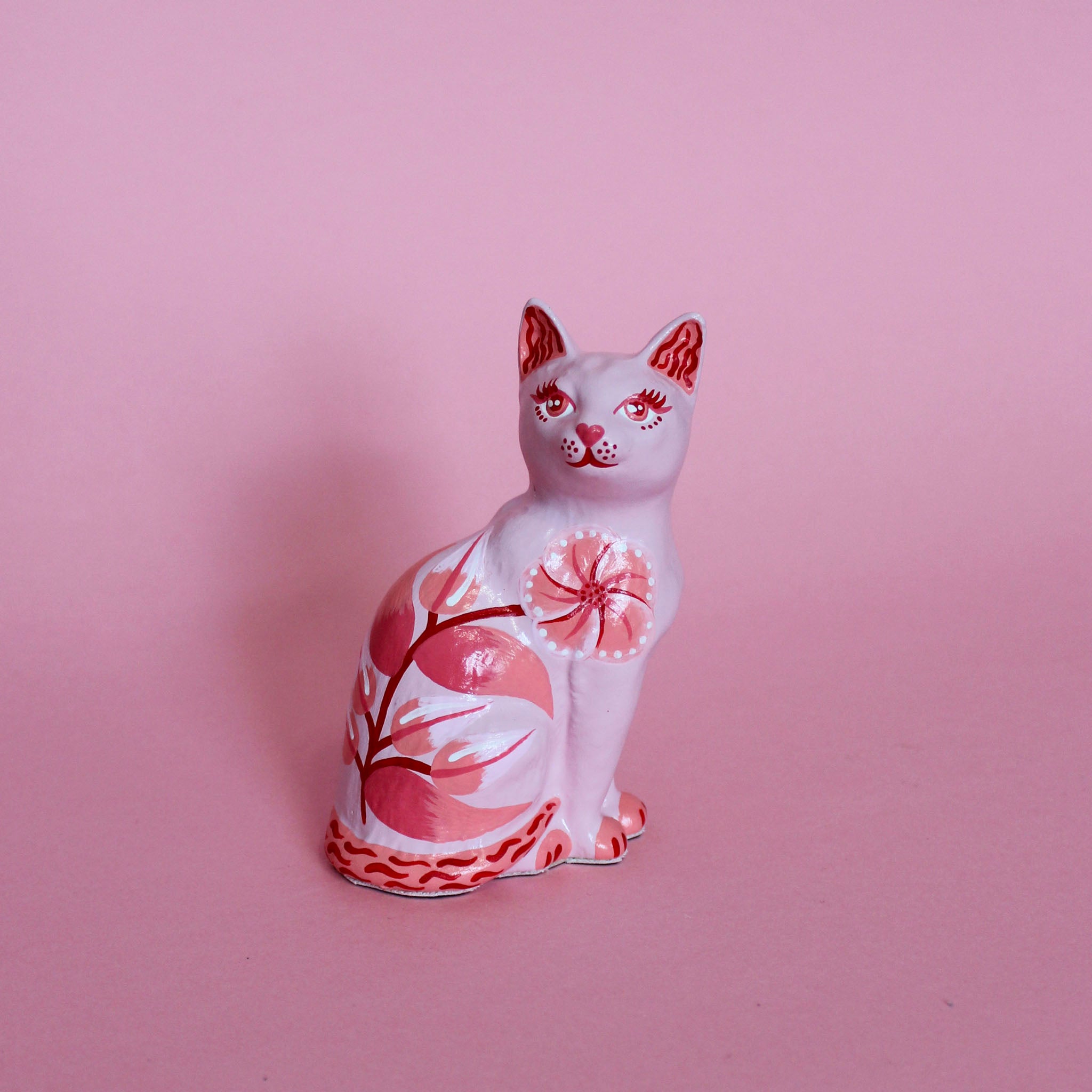 Small Sitting Kitschy Cat in Pink