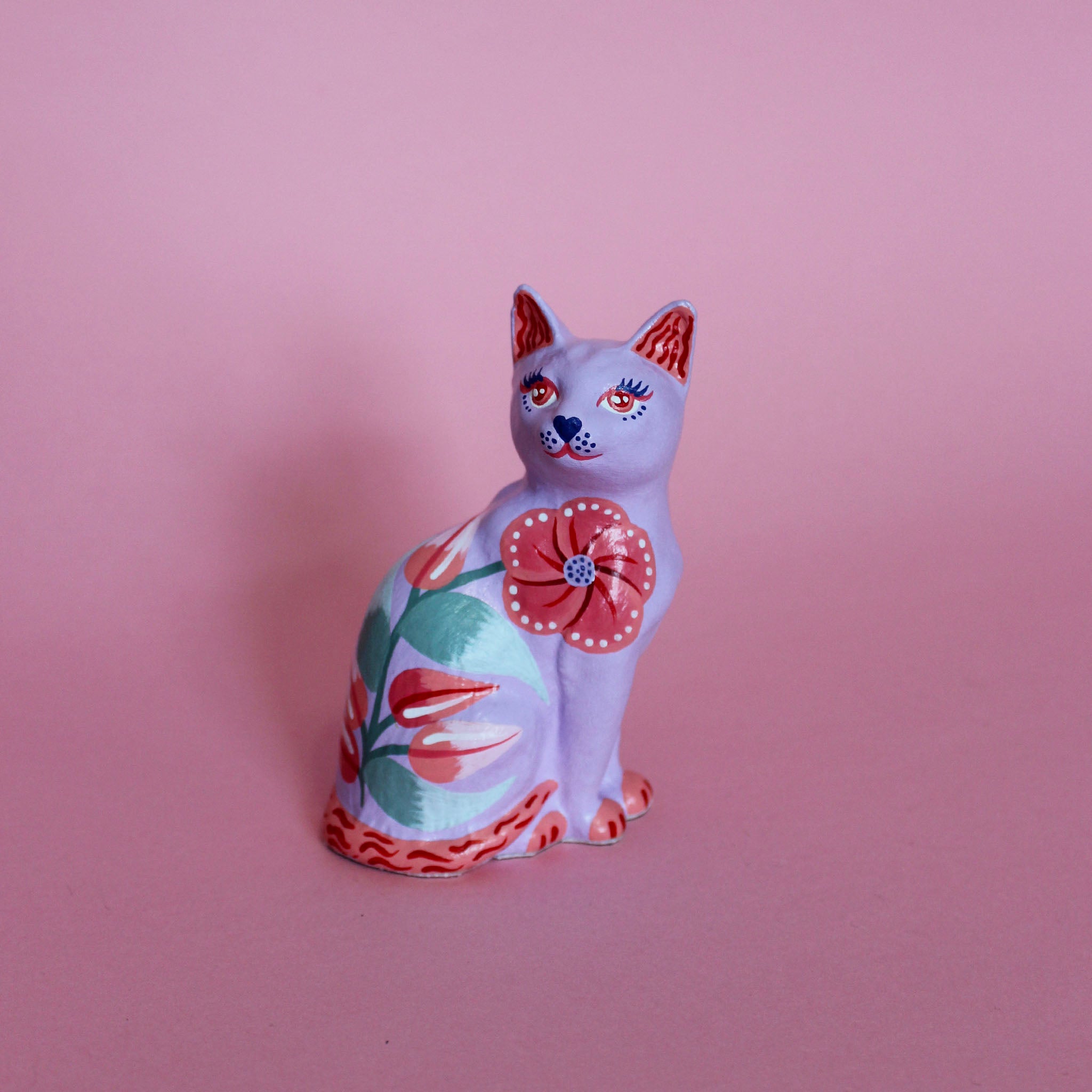 Small Sitting Kitschy Cat in Purple